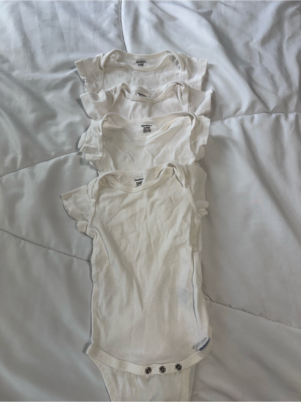 Gerber White Short-Sleeve Baby Onesies Set of 4